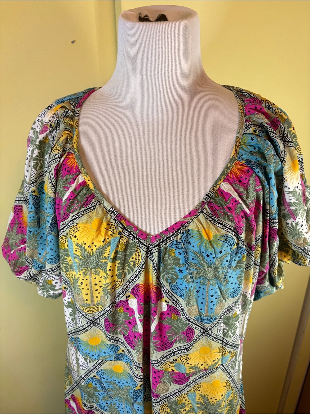 LOFT Raffia Palm Print Midi Dress NO BELT. - Picture 10 of 15